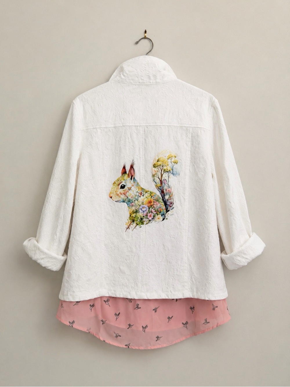 4 Piece Bundle XL | Squirrel Jacket | Bird Blouse | Natural Purse |  Necklace